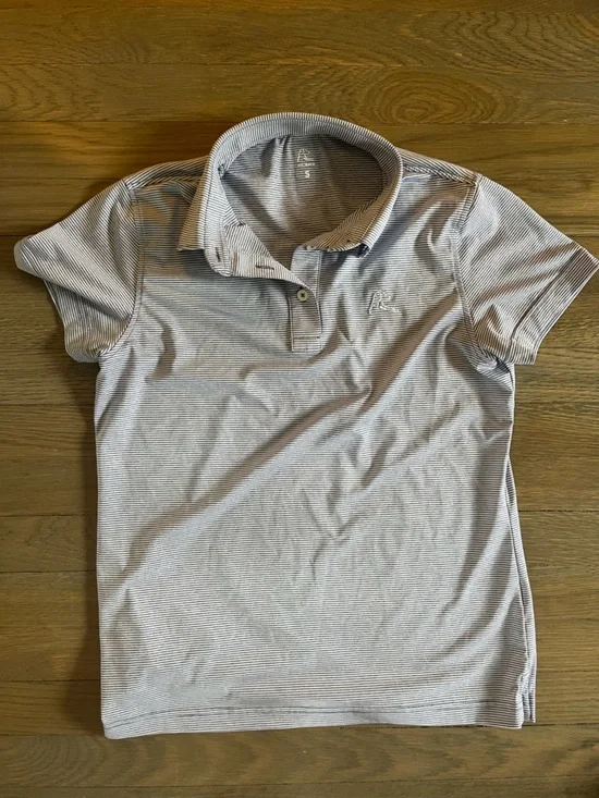 Rhoback Whaler Heather Stripe Performance Polo in Fleet Navy/White - Picture 4 of 5